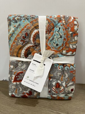 Pottery Barn Paloma Paisley Quilted Euro Sham 26 x 26 Orange-image