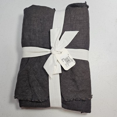 (1) Pottery Barn Belgian Flax Linen Fringe Ruffle Standard Sham Ebony READ-image
