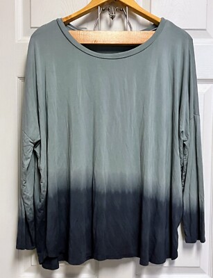 Gray Charcoal PROMESA Dip Dye Ombré Laganlook Top L XL 1X 2X + Made In USA-image
