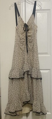 Max Studio London Spaghetti Strap Maxi Ruffled Hem Dress. Sz 8. NWT-image