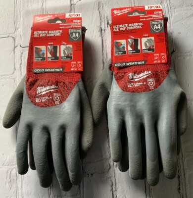 Milwaukee XL Cut Level 4 Insulated Winter Latex Dipped Work Gloves Lot Of 2pr-image