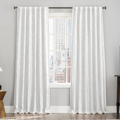 Brookhaven 2-Pack Embroidered Floral Pleated Look 100% Blackout Back Tab Curt...-image