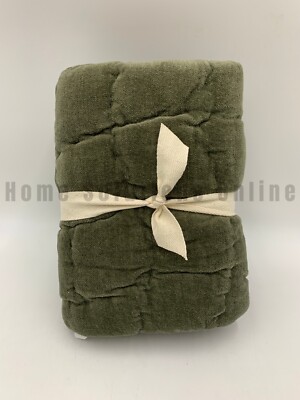 Pottery Barn Cozy Cloud Cotton Chenille Quilted Sham Loden Green Standard #9994T-image