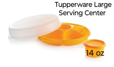 Tupperware Large Serving Center 6 Divided Compartments Dommed lid 14oz Dip Bowl -image