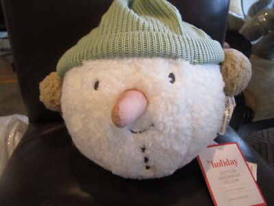 Pottery Barn Kids Sutton snowman head Shaped Pillow New-image