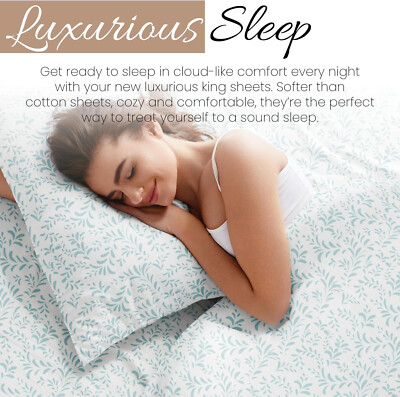 Linen Market Patterned Microfiber King Sheet Set 4 Piece-Light Blue-image