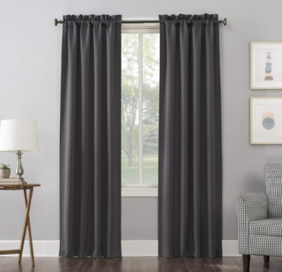 Sun Zero Easton Energy Saving Blackout Rod Pocket Curtain Panel, 40