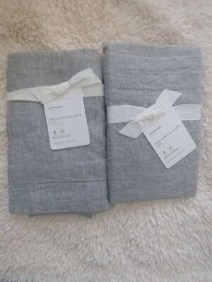pottery barn BELGIAN FLAX LINEN 2 standard sham original $129 new flagstone-image