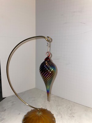 Art Glass Eye Studio Inverted teardrop iridescent spiral jewel tones-image