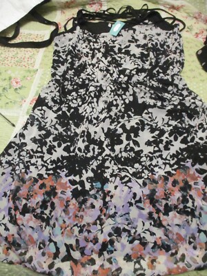 Studio Y Dress Junior M Black White Strappy Dress Fully Lined NWT  FREE SHIPPING-image