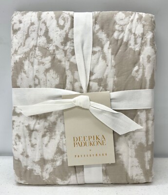 NEW Pottery Barn Deepika Padukone Handcrafted Quilted EURO Sham~Neutral-image