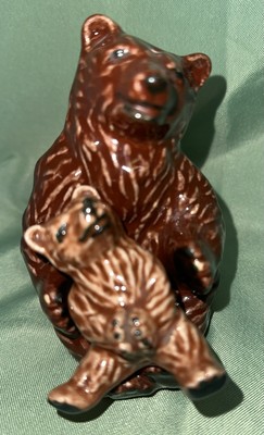 Vintage Ceramic Arts Studio Brown Bear Mom & Baby Cub Salt & Pepper Shakers Set-image