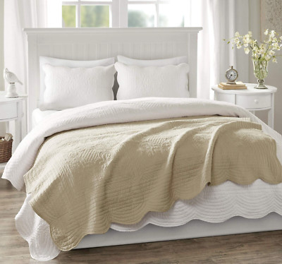 Madison Park Luxe Quilted Throw Blanket Cotton Filled Spread Ultra Soft 60x72-image