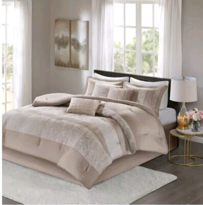 Madison Park 7 Piece Comforter Set Size Queen Color Gold Taupe-image