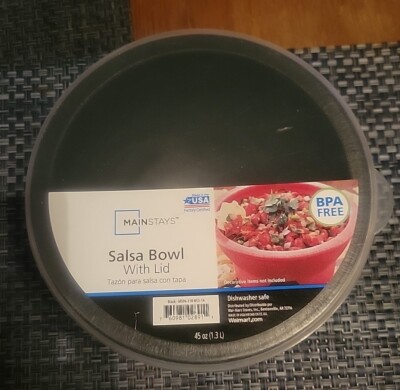 Large Salsa Bowl with Lid (45oz), Microwave, Freezer & Dishwasher Safe, BPA Free-image