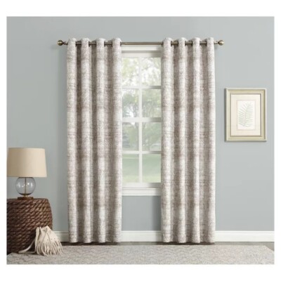 Darren Distressed Woven Jacquard Blackout Grommet Curtain Panel 50