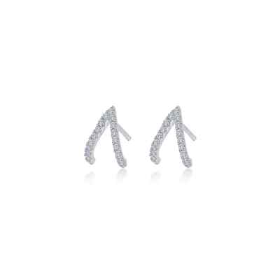 BRAND NEW Lafonn Platinum Plated 0.34Ct Modern V-Shaped Stud Earrings E2018CLP00-image