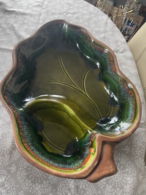 Vintage Santa Anita Ware R-148 Olive Green/blue/orange Chips N Dip Dish-image