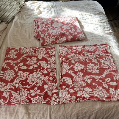 Pottery Barn Duvet Cover & 2 Shams Full Queen Bedding Coral TerraCotta Paisley-image