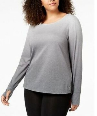 Ideology Dip-Dyed Life On The Go Long Sleeve Shirt Tee Noir Size Plus 2X-image