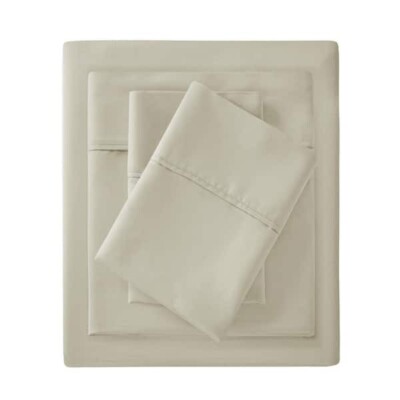 Madison Park 1500-TC Ivory King Cotton Blend Polyester Soft Sheet Set (4-Piece)-image