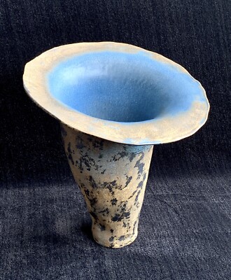 Trumpet shaped vase ~ signed studio pottery -image