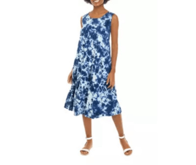 Womens Wonderly Tie Dye Dipped Sleeveless Tiered Midi Dress - Sz 2X-image