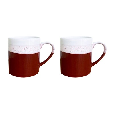 Dip Dye Pomegranate Red Coffee Mug Set 2 X Large 22oz Terracotta Reactive Glaze-image