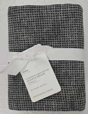 Pottery Barn King European Linen Cotton Waffle Weave 2-Shams 36