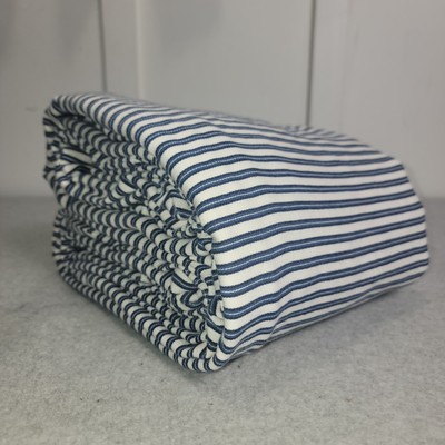 Pottery Barn Blue Mattress Striped Ticking Duvet Cover Full PB Kids -image