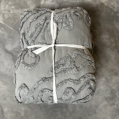 Pottery Barn Renee Candlewick Sateen Full/Queen Duvet Dove Gray NWOT 030-image