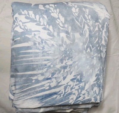 Pottery Barn Layla Palm Percale King/CaliKing  Duvet Blue Pre-owned-image