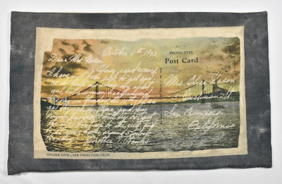 Pottery Barn San Francisco Postcard Golden Gate Bridge Lumbar Pillow Cover 16x26-image