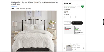 Madison Park Aeriela 3 Piece Tufted Damask Duvet Cover Set with Shams King/Cal-image
