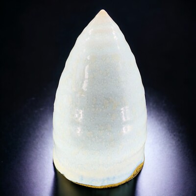 Studio Art Pottery Tree Shaped Pottery Decor Light Blue White Spots Signed CMA-image