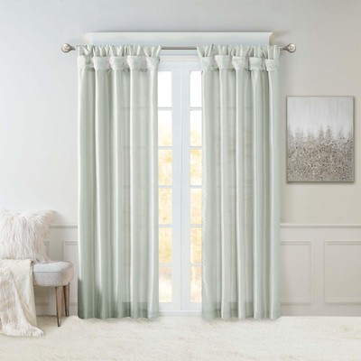 Emilia Faux Silk Single Curtain with Privacy Lining, DIY Twist Tab Top, Room ...-image