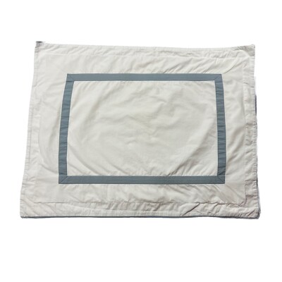 Pottery Barn 100% Cotton Standard Pillow Sham Case Classic White Blue Trim-image