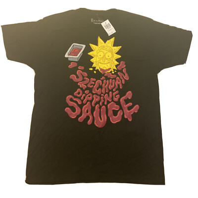 Rick And Morty Adult Swim Szechuan Dipping Sauce Black T-Shirt Adult L Large-image