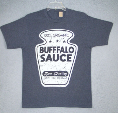 BUFFALO SAUCE Shirt Adult Large Gray Graphic Chicken Wing Sauce Dip Eat Food Men-image