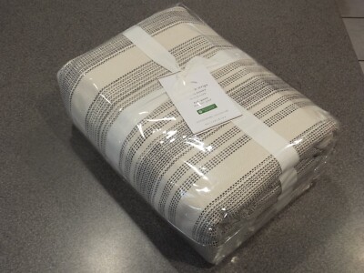 NEW 3PC Pottery Barn Hawthorne Stripe Charcoal  Queen Duvet w 2 Euro Shams Gray-image