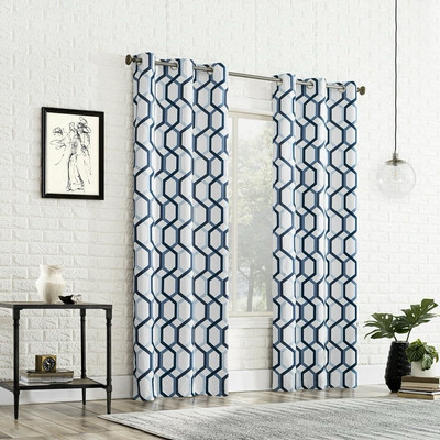 Sun Zero Arlo 2-pack Textured Geometric Print Curtain Panel Pair, 63