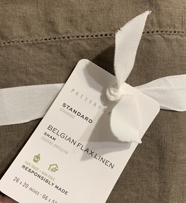 2 Pottery Barn Mocha BELGIAN FLAX LINEN Standard Duvet Pillow Shams 26 X 20 NEW-image