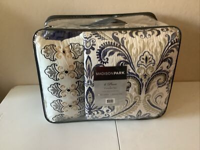 Madison Park Paisley White Black 6 Pc Coverlet Set King-image