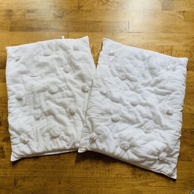 Pottery Barn Teen White Standard Shams large Pom Pom set of 2-image