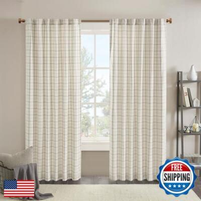 Madison Park Anaheim Cabin Plaid Curtain Window, Thermal Insulated Fleece Lin-image