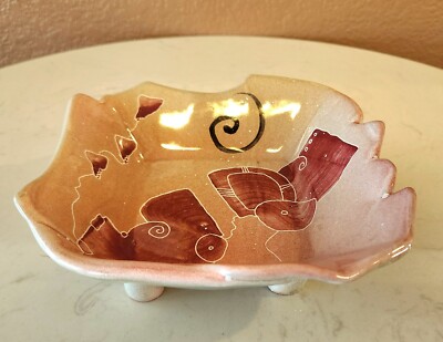 Bowl- Studio Pottery Footed Hand Painted SIGNED 1996-image