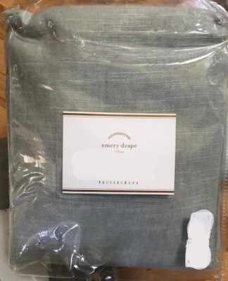 Pottery Barn Emery Drapes Set 2 Gray 100x 108 Curtain Doublewide Cotton Pair🦩-image