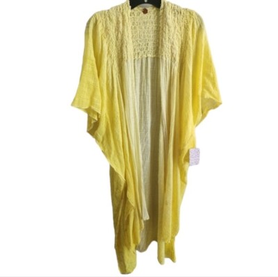Free People One Angelica Yellow Dip Dye Kimono Gauzy Coverup NEW Size M/L-image