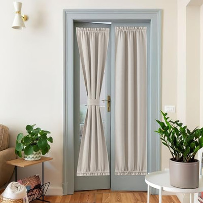  French Door Curtains - Privacy Blackout 26 X 72 Inch Thermal Insulated -image
