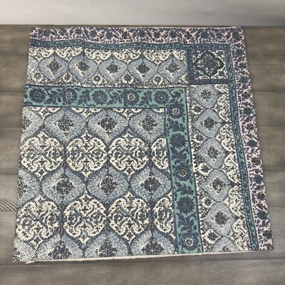 Pottery Barn Vesper Block Print Inspired Pillow Cover Blue Multi 22”x22” Read-image